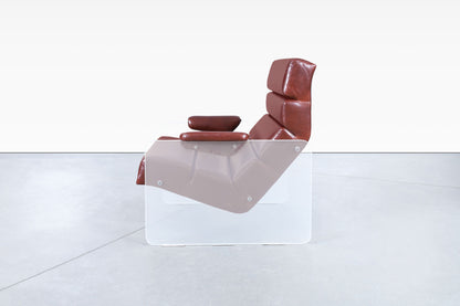 Vintage Lucite and Leather Lounge Chair and Ottoman