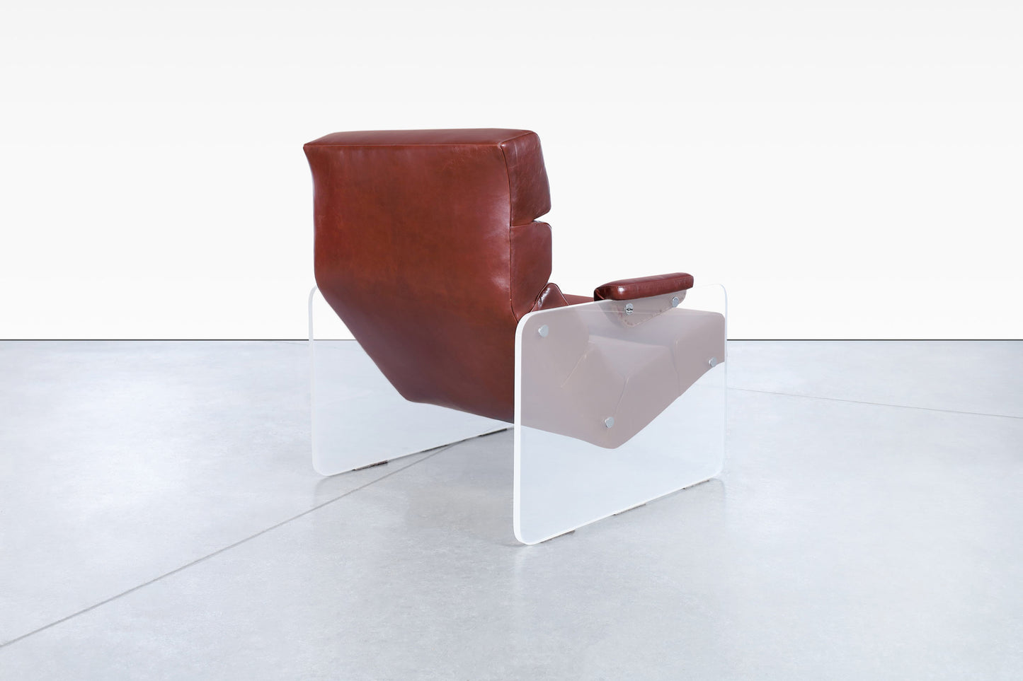 Vintage Lucite and Leather Lounge Chair and Ottoman