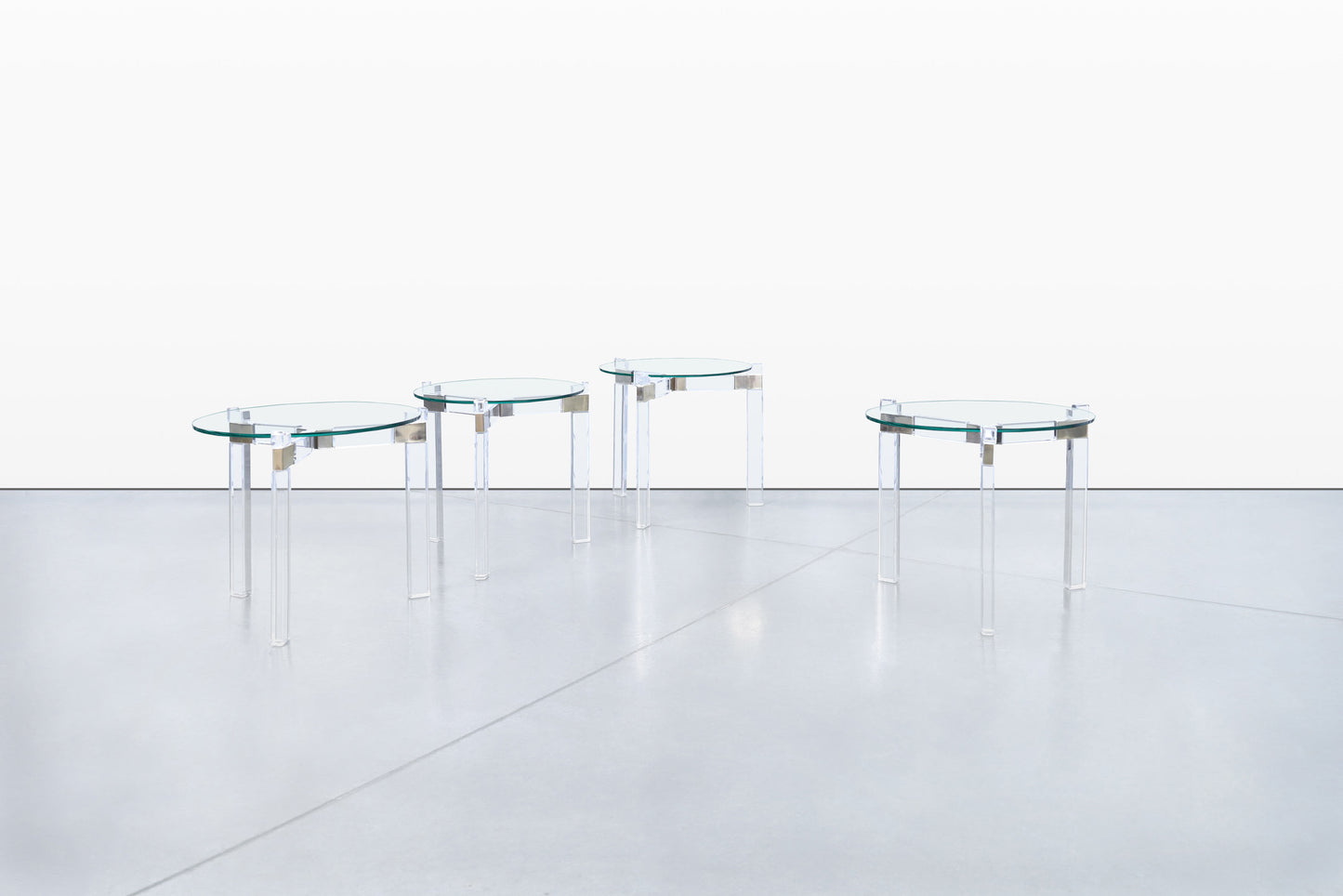 Vintage Lucite and Nickle Side Tables by Charles Hollis Jones