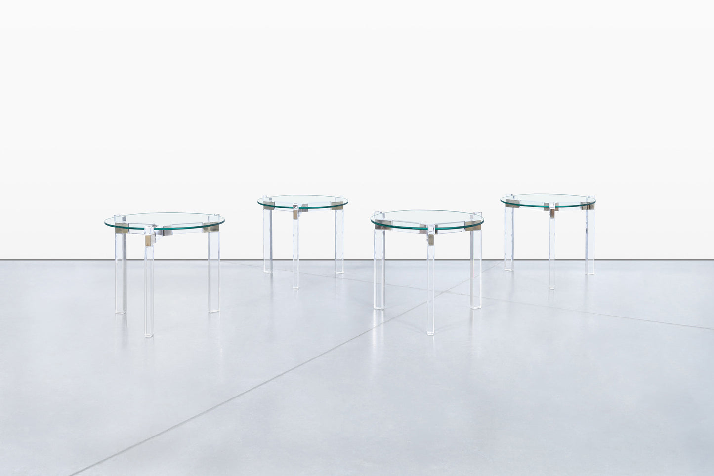 Vintage Lucite and Nickle Side Tables by Charles Hollis Jones