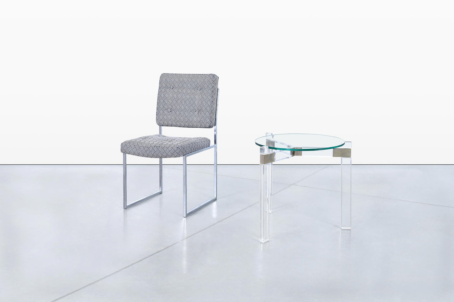 Vintage Lucite and Nickle Side Tables by Charles Hollis Jones