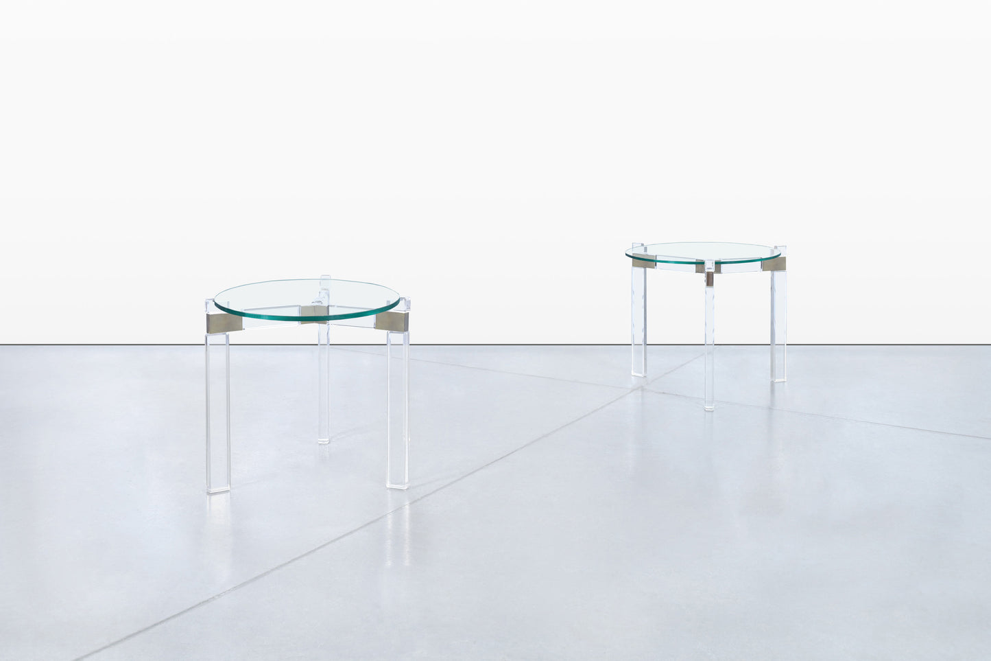 Vintage Lucite and Nickle Side Tables by Charles Hollis Jones