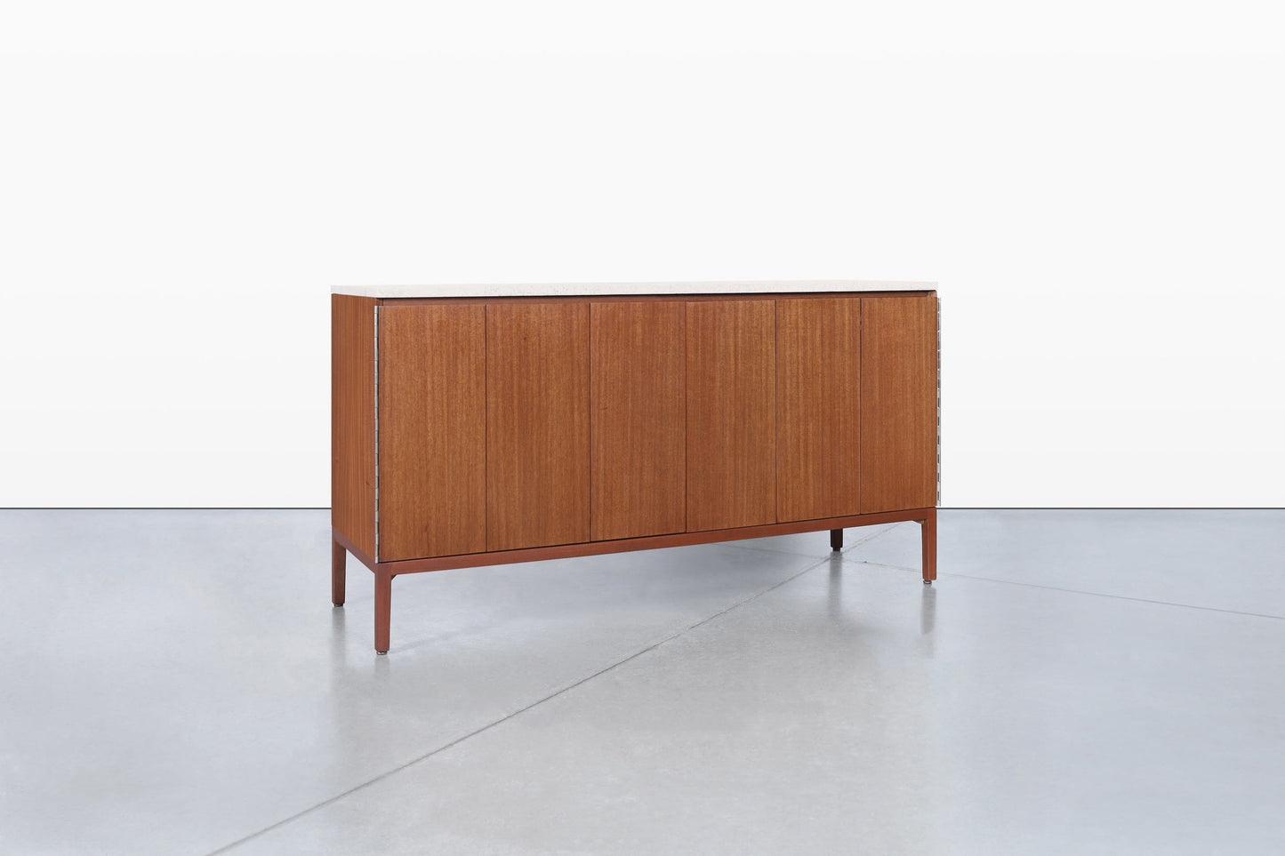 Vintage Mahogany and Travertine Credenza by Paul McCobb for Calvin Furniture