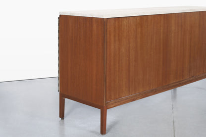Vintage Mahogany and Travertine Credenza by Paul McCobb for Calvin Furniture