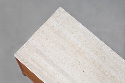 Vintage Mahogany and Travertine Credenza by Paul McCobb for Calvin Furniture