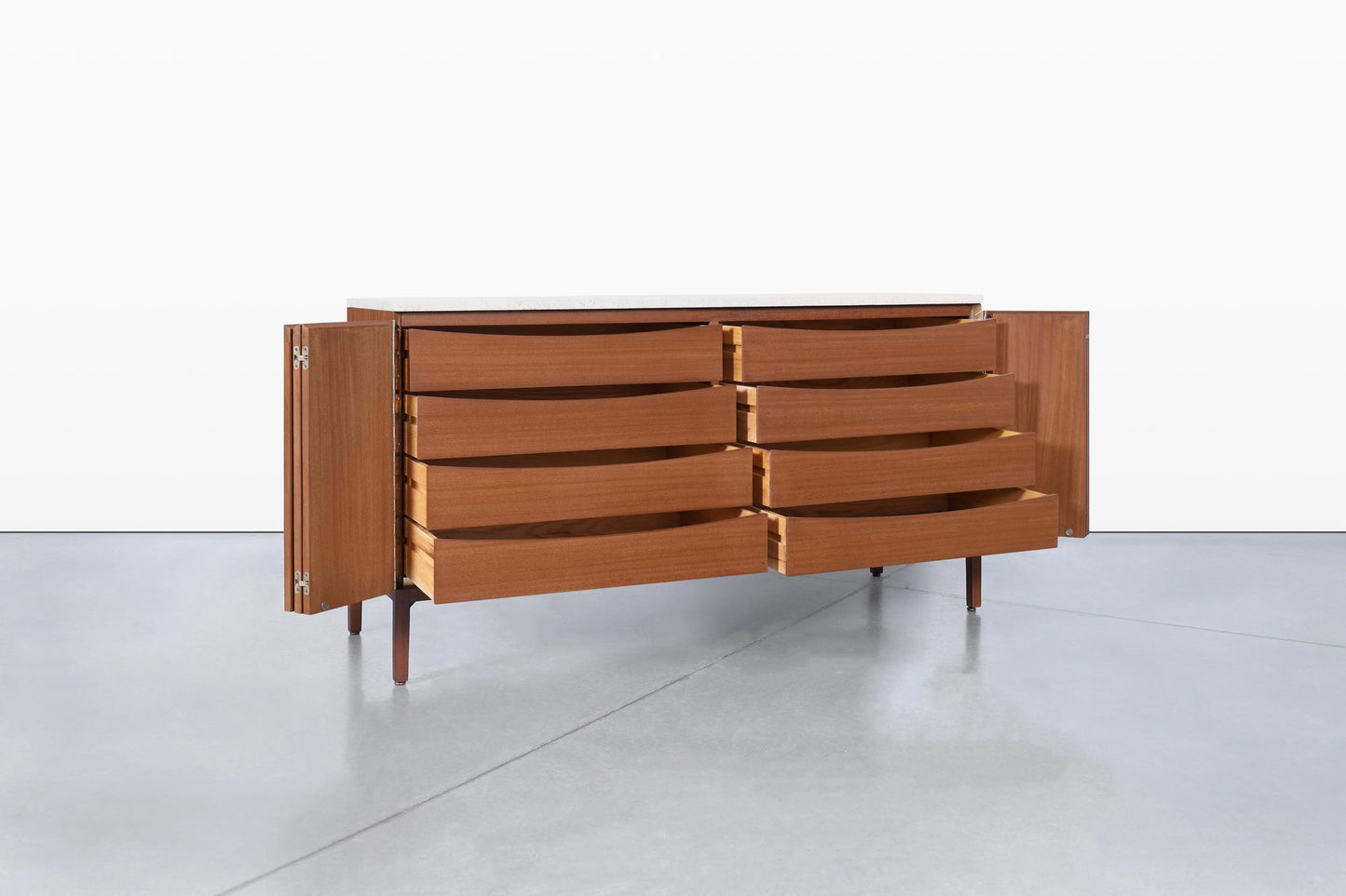 Vintage Mahogany and Travertine Credenza by Paul McCobb for Calvin Furniture
