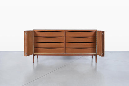 Vintage Mahogany and Travertine Credenza by Paul McCobb for Calvin Furniture