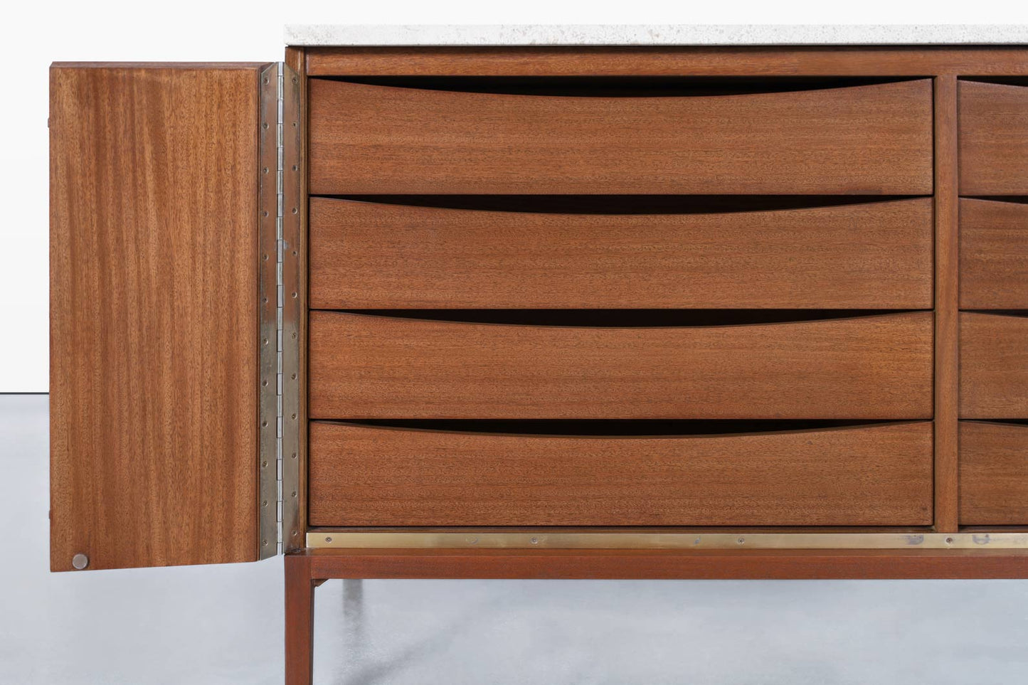 Vintage Mahogany and Travertine Credenza by Paul McCobb for Calvin Furniture