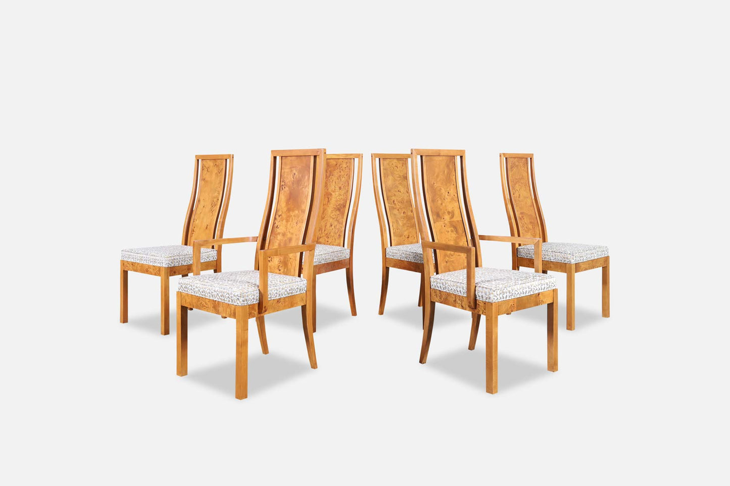 Vintage Mappa Burl Wood Dining Chairs by Thomasville