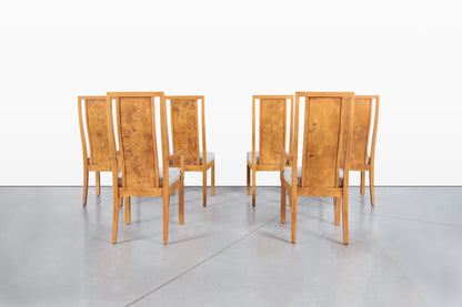 Vintage Mappa Burl Wood Dining Chairs by Thomasville