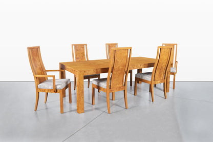 Vintage Mappa Burl Wood Dining Chairs by Thomasville