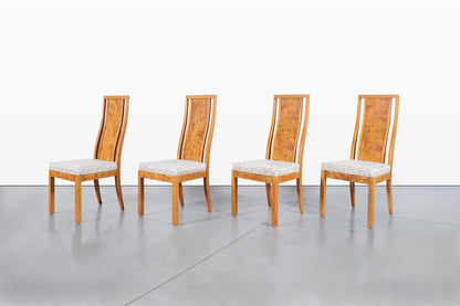 Vintage Mappa Burl Wood Dining Chairs by Thomasville