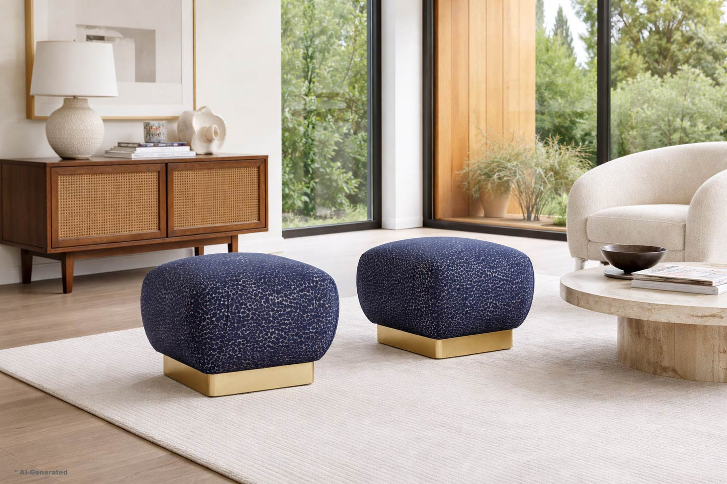 Vintage Marge Carson Brass Stools/Ottomans