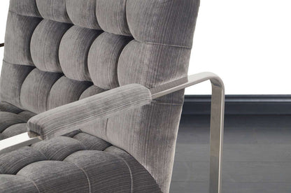 Vintage Nickel Biscuit Tufted Lounge Chairs by Milo Baughman