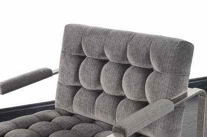 Vintage Nickel Biscuit Tufted Lounge Chairs by Milo Baughman
