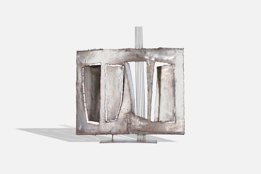 Vintage Oversized Brutalist Metal Sculpture by John Balossi, Signed
