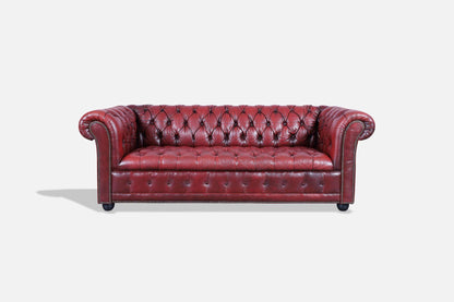 Vintage Oxford Red Leather Chesterfield Sofa