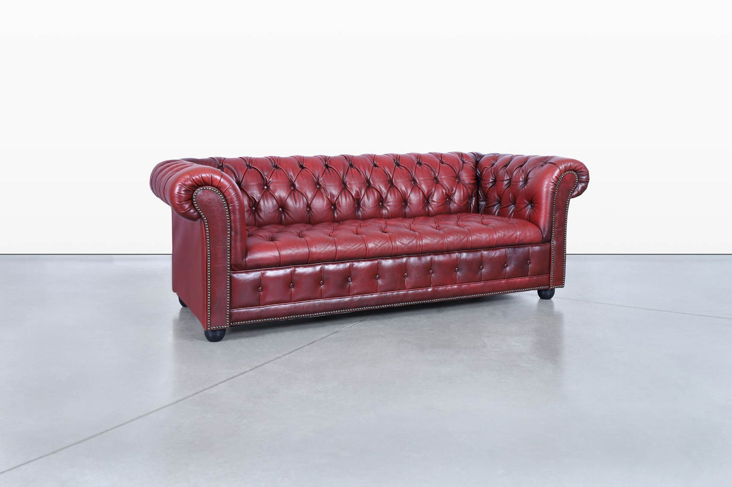 Vintage Oxford Red Leather Chesterfield Sofa