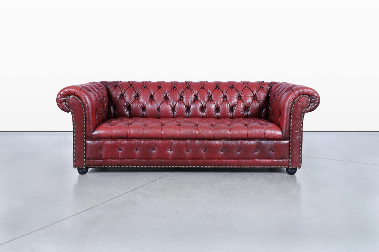 Vintage Oxford Red Leather Chesterfield Sofa