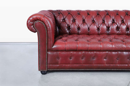Vintage Oxford Red Leather Chesterfield Sofa