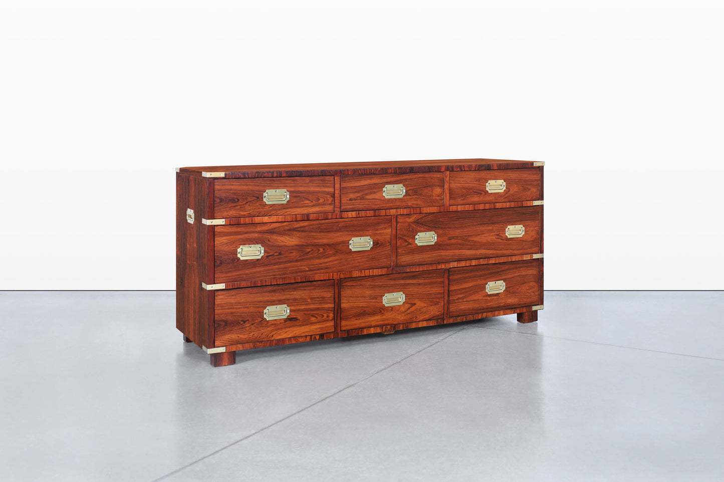 Vintage Rosewood and Brass Campaign Dresser by John Stuart