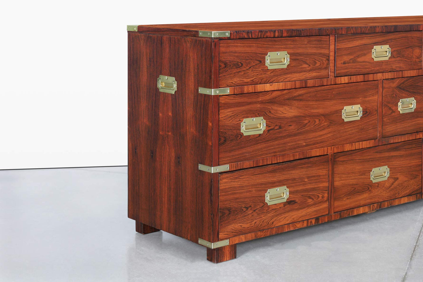 Vintage Rosewood and Brass Campaign Dresser by John Stuart