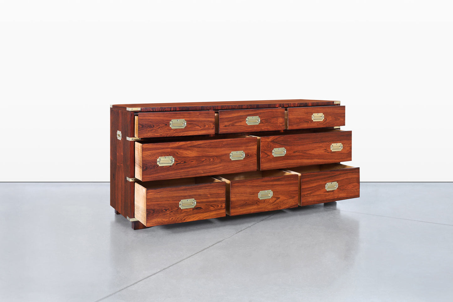Vintage Rosewood and Brass Campaign Dresser by John Stuart