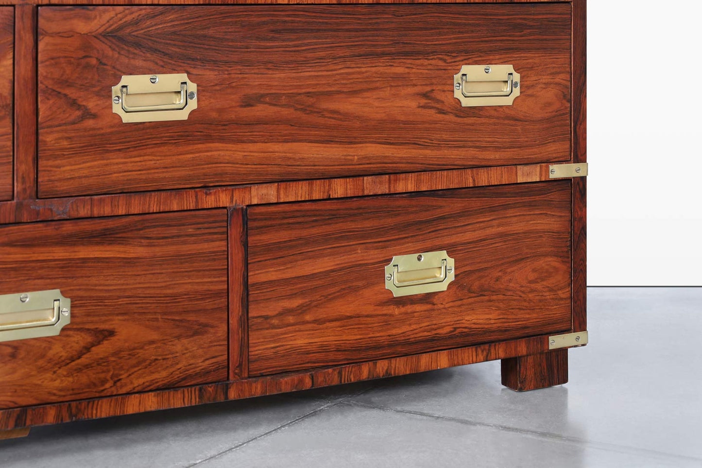 Vintage Rosewood and Brass Campaign Dresser by John Stuart