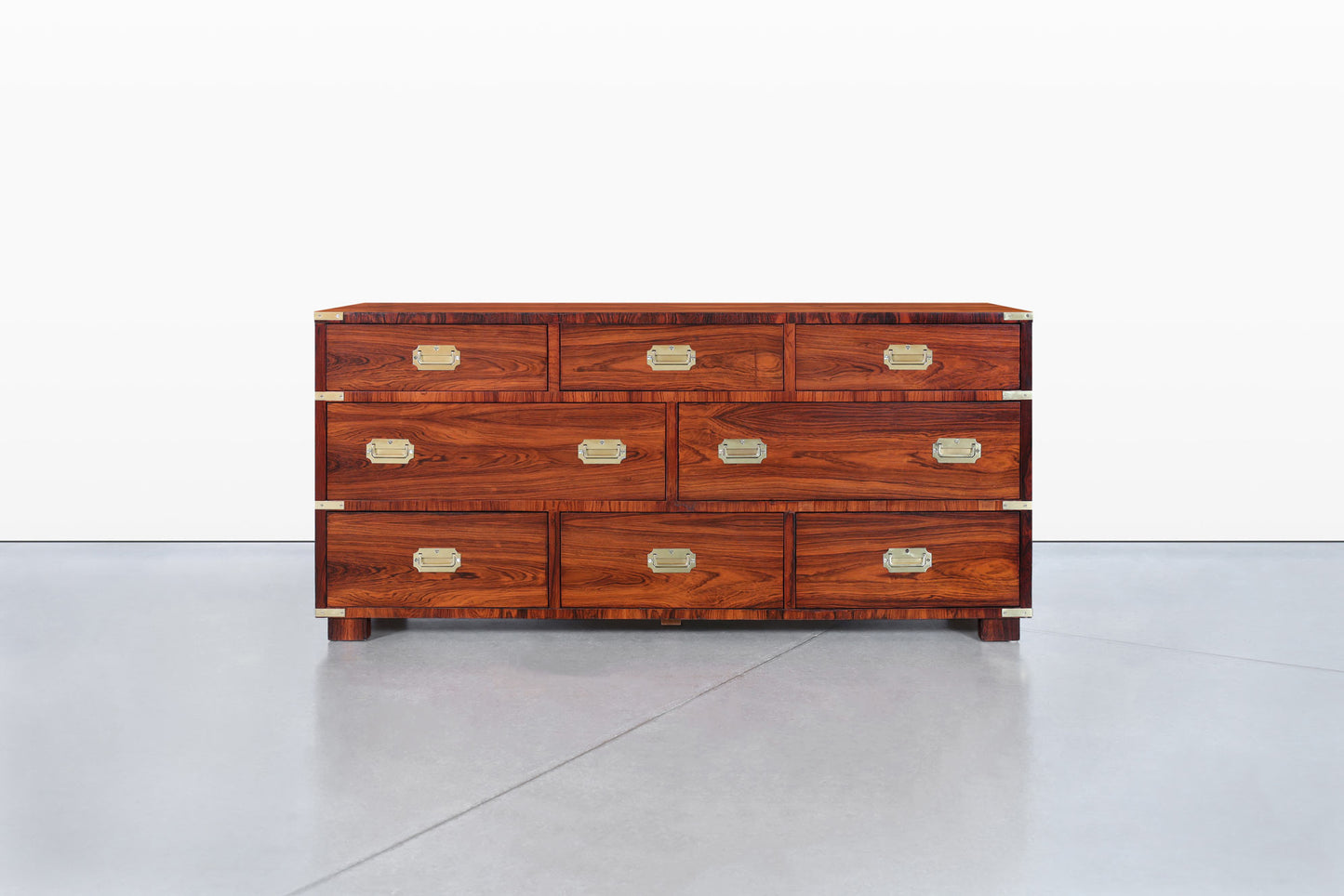Vintage Rosewood and Brass Campaign Dresser by John Stuart