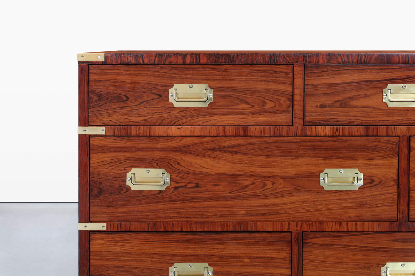 Vintage Rosewood and Brass Campaign Dresser by John Stuart