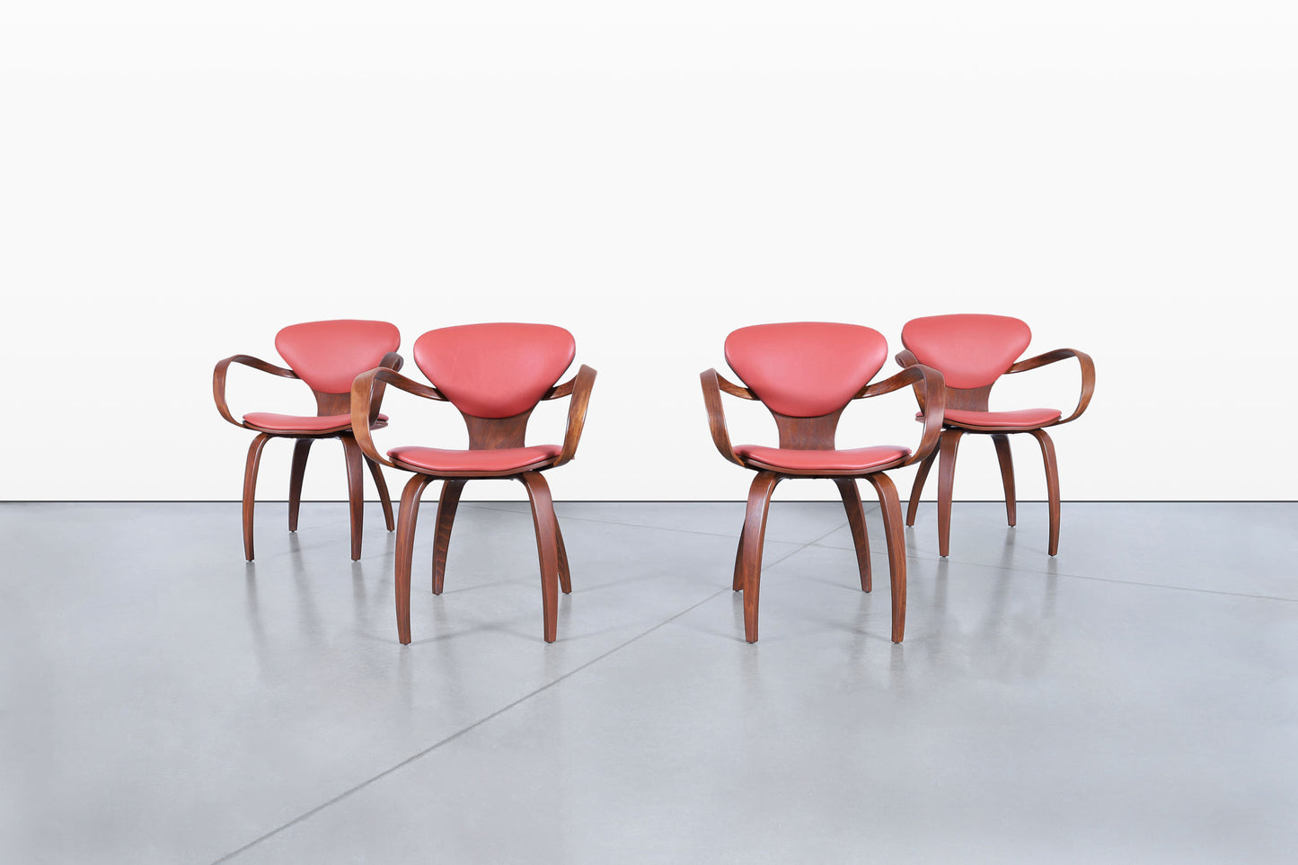 Vintage Sculptural Walnut “Pretzel” Armchairs by Plycraft