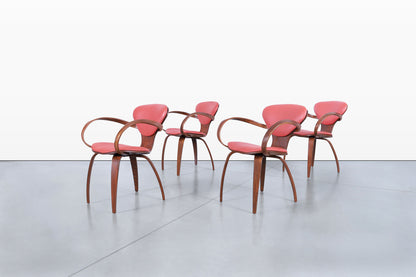 Vintage Sculptural Walnut “Pretzel” Armchairs by Plycraft