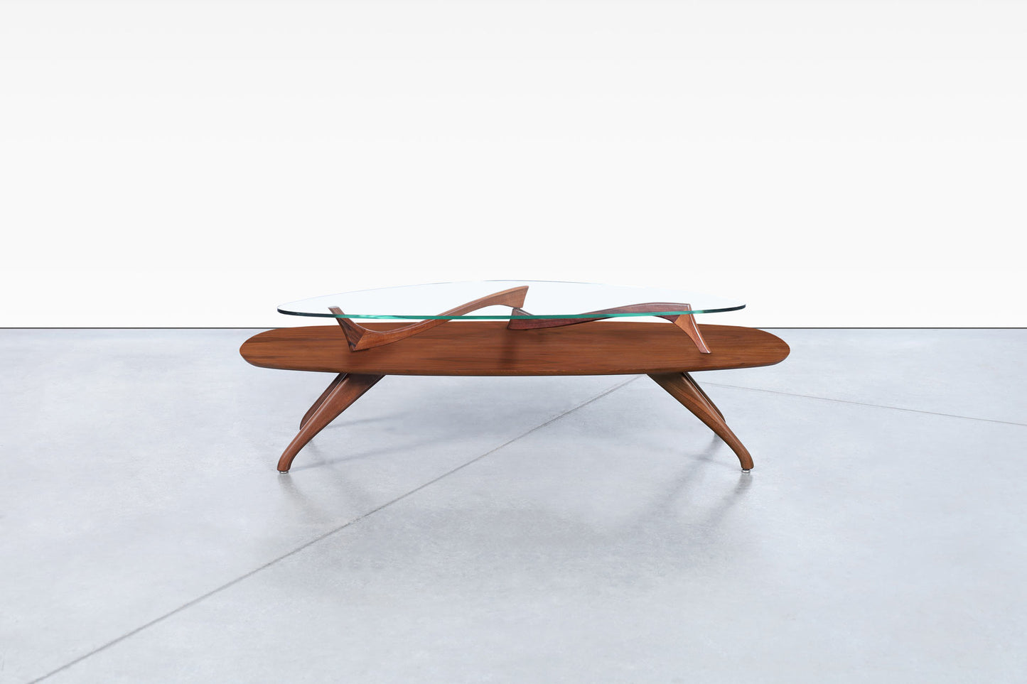 Vintage Sculptural Walnut Coffee Table Styled After Vladimir Kagan