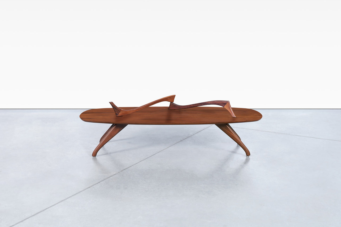 Vintage Sculptural Walnut Coffee Table Styled After Vladimir Kagan
