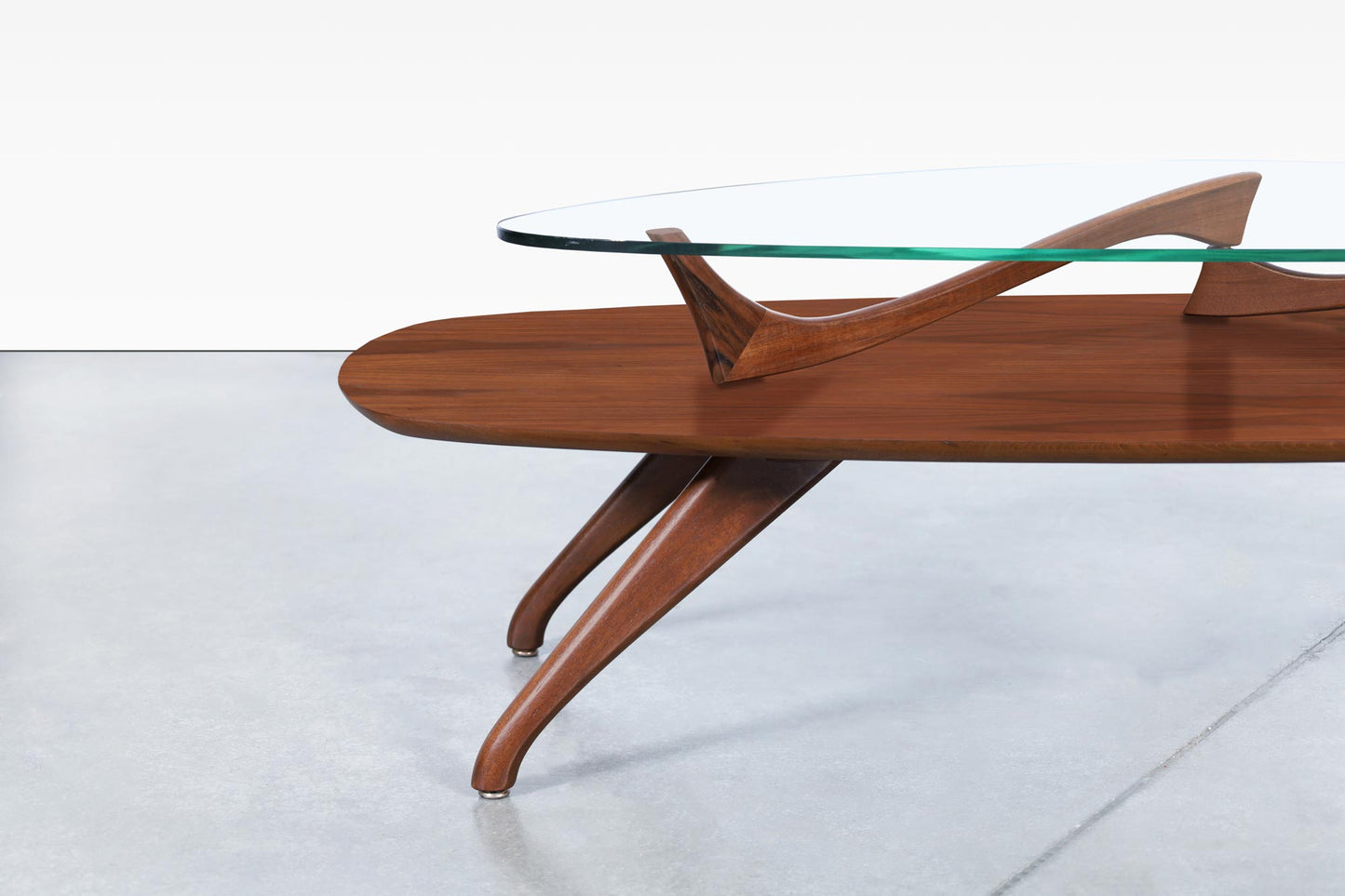 Vintage Sculptural Walnut Coffee Table Styled After Vladimir Kagan