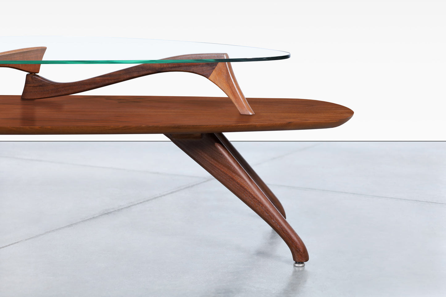 Vintage Sculptural Walnut Coffee Table Styled After Vladimir Kagan