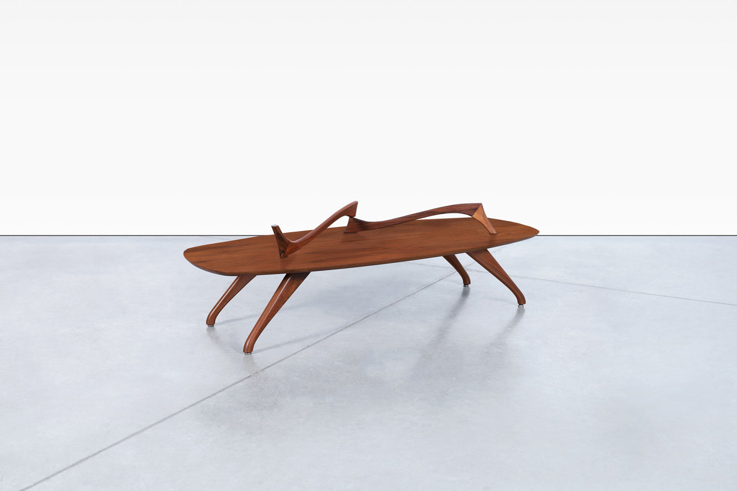 Vintage Sculptural Walnut Coffee Table Styled After Vladimir Kagan