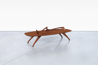 Vintage Sculptural Walnut Coffee Table Styled After Vladimir Kagan