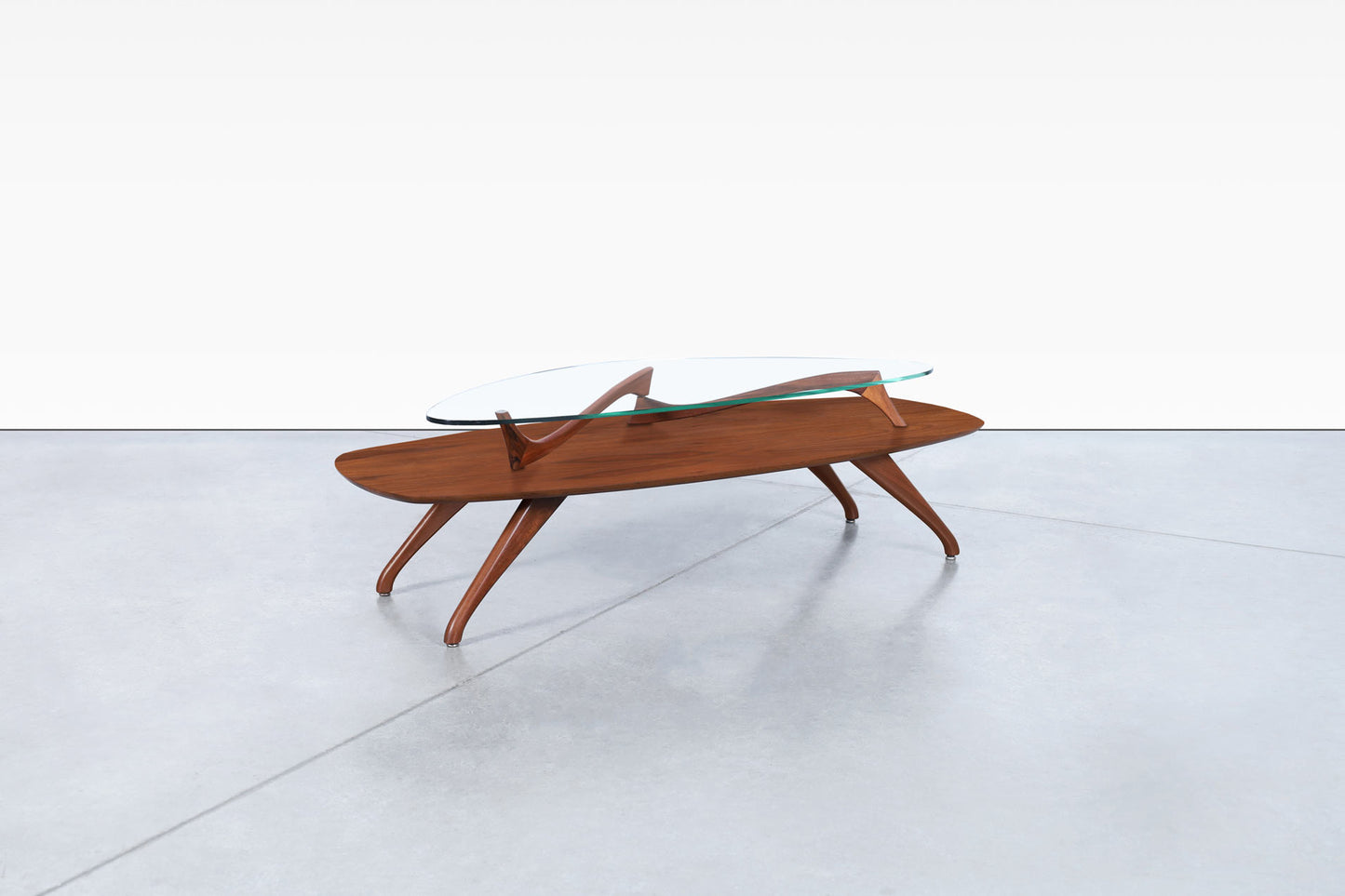 Vintage Sculptural Walnut Coffee Table Styled After Vladimir Kagan