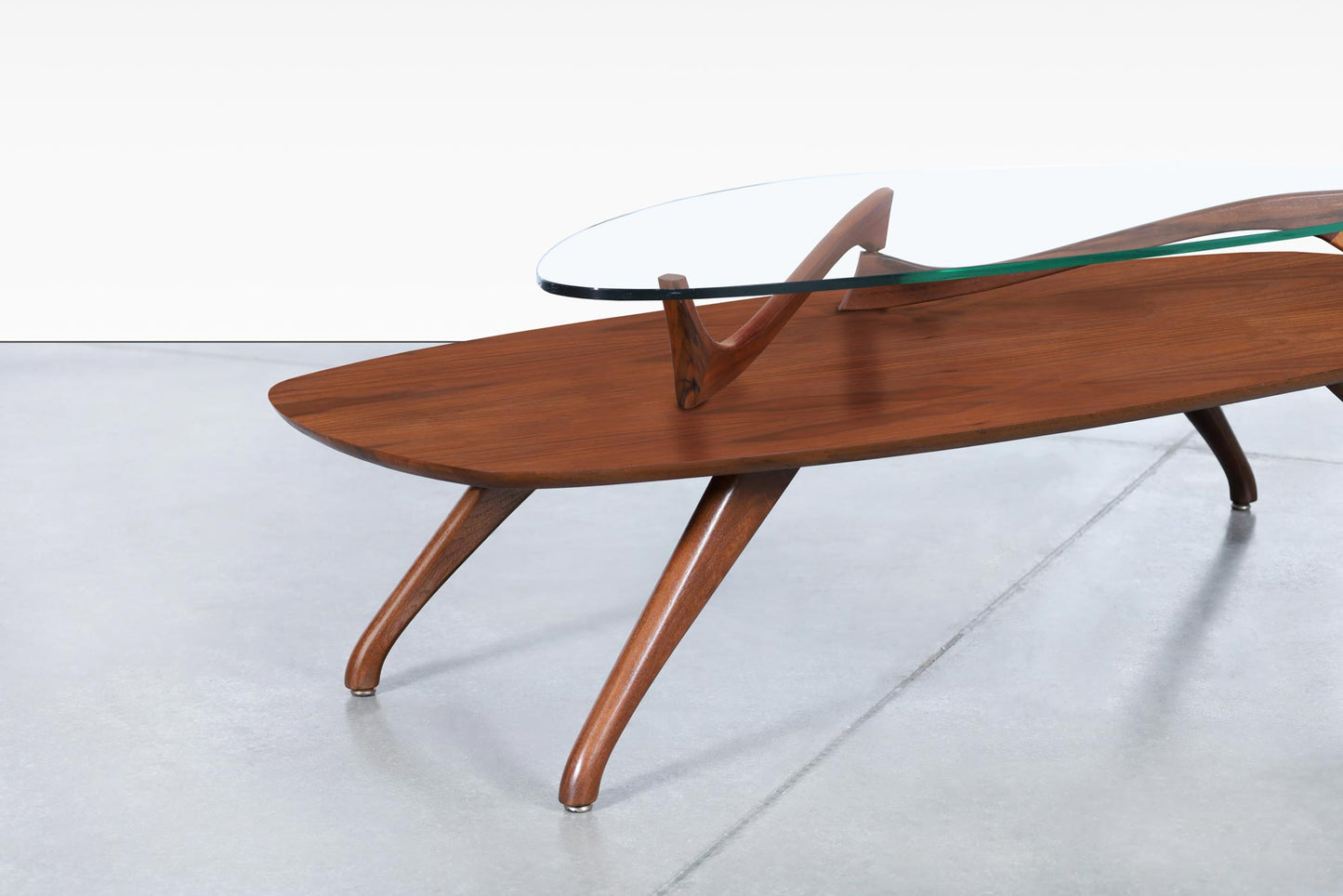 Vintage Sculptural Walnut Coffee Table Styled After Vladimir Kagan