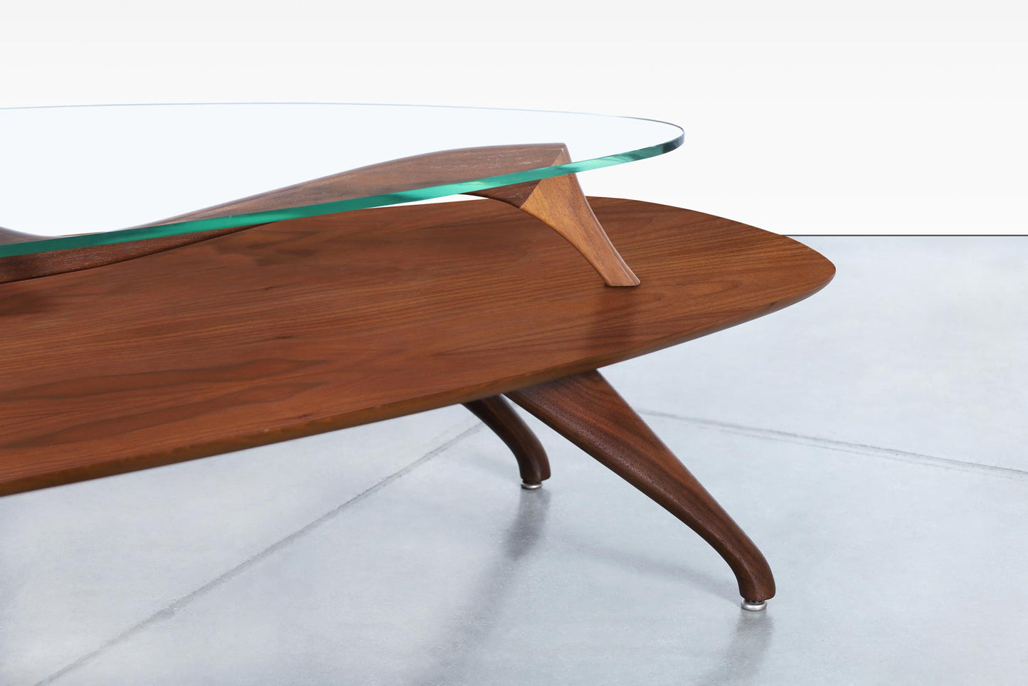 Vintage Sculptural Walnut Coffee Table Styled After Vladimir Kagan