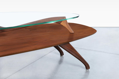Vintage Sculptural Walnut Coffee Table Styled After Vladimir Kagan