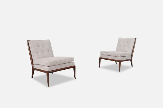 Vintage Walnut Slipper Lounge Chairs by T.H. Robsjohn-Gibbings for Widdicomb