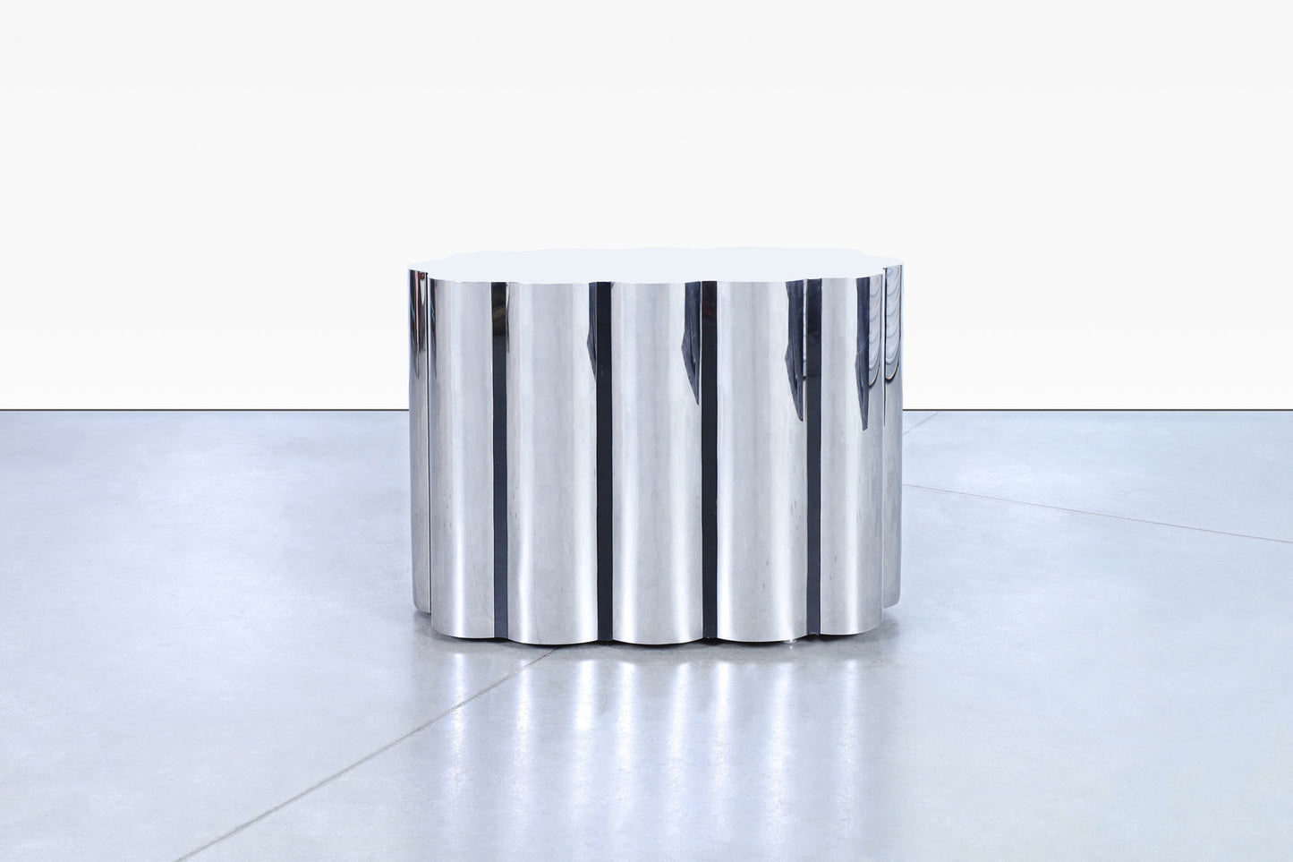 Vintage Stainless Steel Pedestal Dining Table