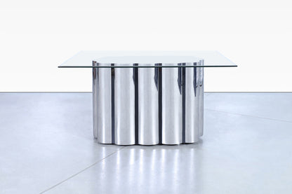 Vintage Stainless Steel Pedestal Dining Table
