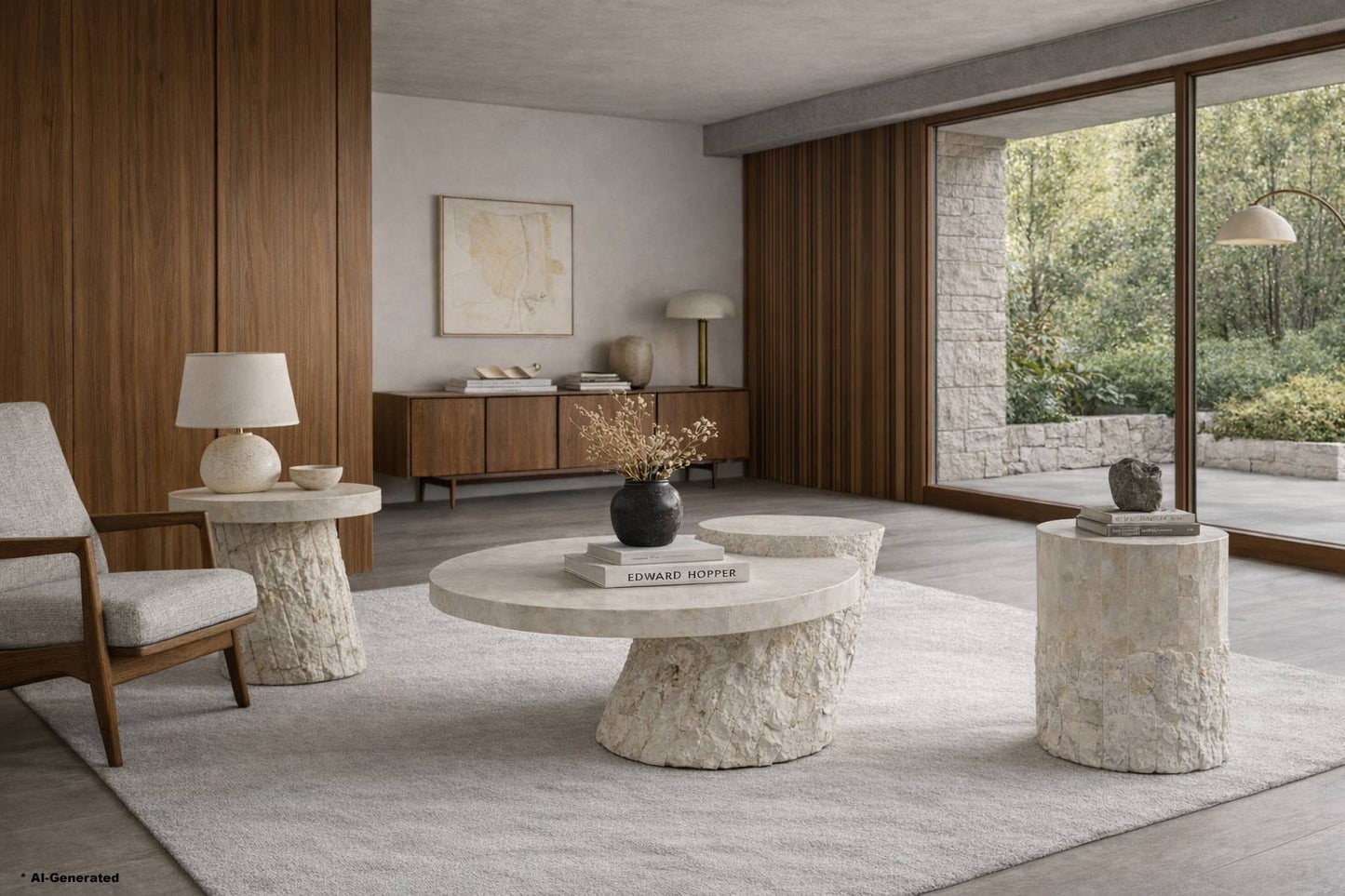 Vintage Tessellated Stone Coffee Table and Side Tables