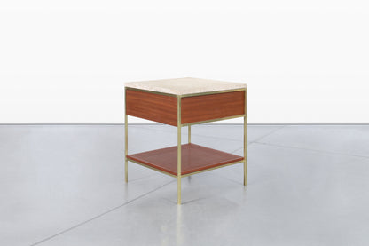 Vintage Travertine and Mahogany “Irwin Collection” Nightstands by Paul McCobb
