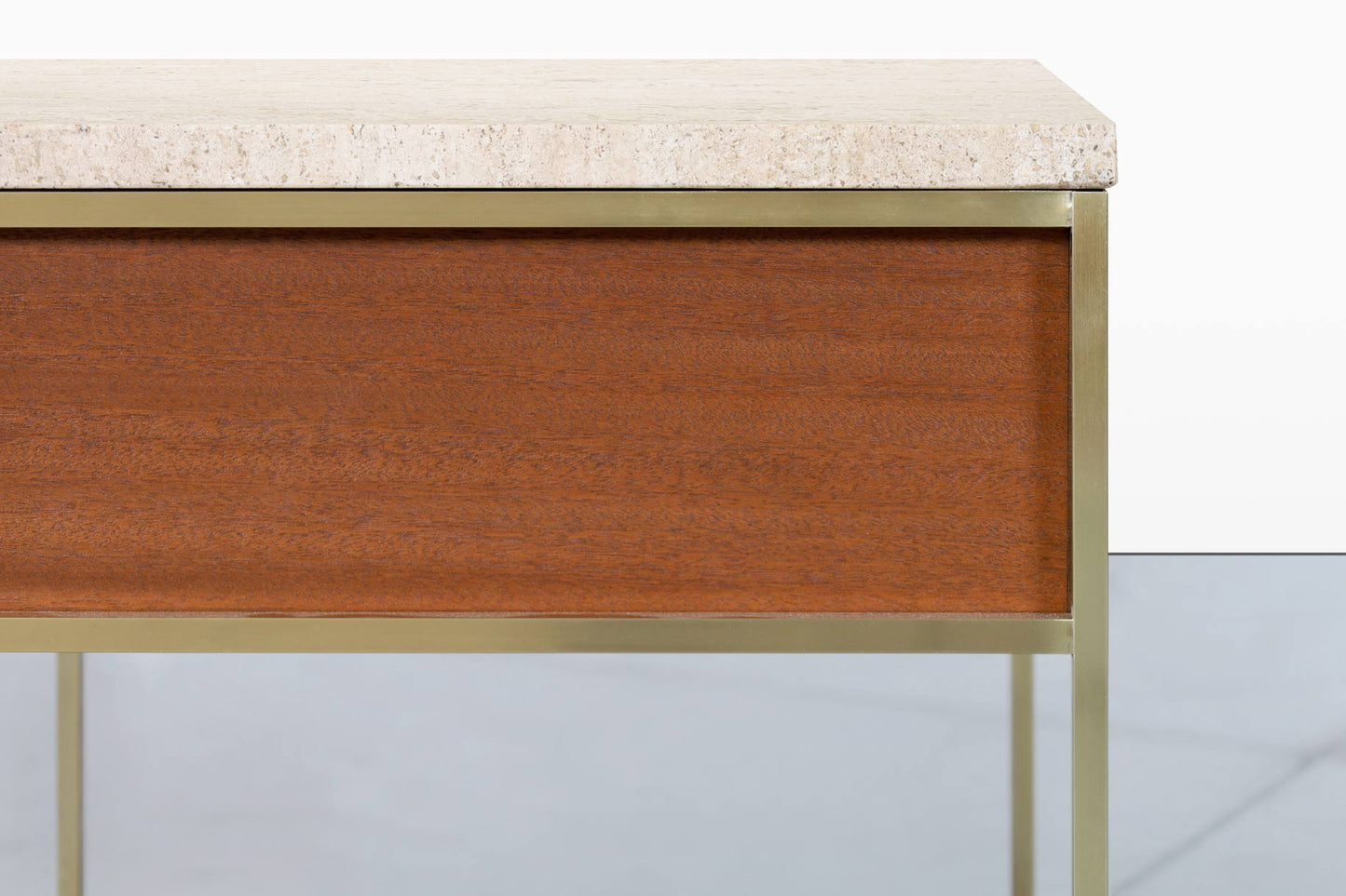 Vintage Travertine and Mahogany “Irwin Collection” Nightstands by Paul McCobb