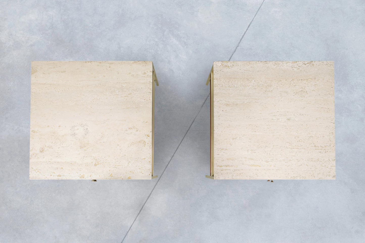 Vintage Travertine and Mahogany “Irwin Collection” Nightstands by Paul McCobb