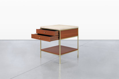 Vintage Travertine and Mahogany “Irwin Collection” Nightstands by Paul McCobb